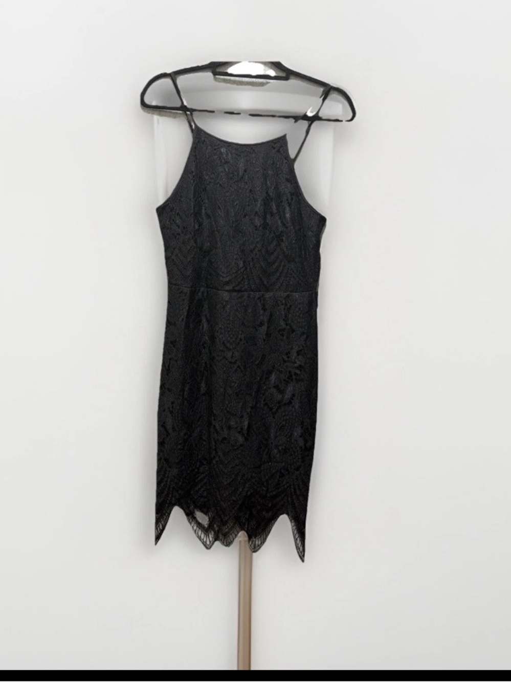 Missguided Black Lace Strappy Mini Sheath Dress Romantic Goth Classic Party EUC
